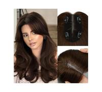 JIANBOHAIRS Human Hair Toppers 3.5"x5.5" Swiss Lace Base,10inch Natural Hairline Straight Remy HairPiece Add Hair Volume for Thinning Hair(Brown)