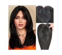 JIANBOHAIRS Human Hair Toppers 3.5"x5.5" Swiss Lace Base,10inch Natural Hairline Straight Remy HairPiece Add Hair Volume for Thinning Hair(Natural Black)