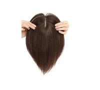 JIANBOHAIRS Human Hair Toppers for Women 10x12 cm Silk Base Clip In Straight HairPieces for Thinning Hair(Brown,25cm(10inch))