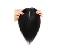 JIANBOHAIRS Human Hair Toppers for Women 10x12 cm Silk Base Clip In Straight HairPieces for Thinning Hair(Black,25cm(10inch))