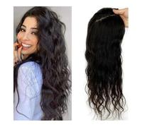 JIANBOHAIRS Loose Wavy Human Hair Topper for Women with Thinning Hair,Silk Base with 4 Clips, 8-22"Curly Hand-Tied Remy HairPieces for Thinning Hair(16 inches,12X13cm)