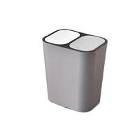 JIANBOHAIRS Papelera Contenedor de basura y reciclaje doble de 15 L, bote de basura de cocina con tapa, separación de residuos secos y húmedos, 2 compartimentos.(Grey)