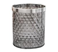 JIANBOHAIRS Papelera Papelera decorativa for basura, de plástico transparente, de 11 o 15 litros, redonda, con tapa abierta y anillo de presión for el hogar y la oficina(Gray,Large)