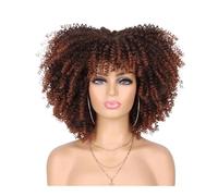 JIANBOHAIRS Peluca afro de los años 70 y 80 for mujeres negras, sintética, corta, rizada y con flequillo for uso diario en fiestas. for Thinning Hair(1BT350)