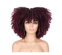 JIANBOHAIRS Peluca afro de los años 70 y 80 for mujeres negras, sintética, corta, rizada y con flequillo for uso diario en fiestas. for Thinning Hair(BUG)