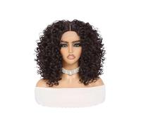 JIANBOHAIRS Peluca afro rizada corta de 16 pulgadas, 13 x 4 x 1 pulgada, peluca sintética con encaje frontal for mujer for Thinning Hair(Chocolate Brown)