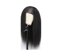 JIANBOHAIRS Peluca con raya en V, cabello humano liso rizado, densidad 180, for mujer, sin pegamento, fácil de usar, color natural. for Thinning Hair(16 inch)