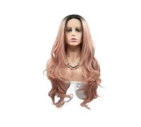 JIANBOHAIRS Peluca de 24 pulgadas color rojo melocotón ombé for mujer, cabello sintético ondulado con raya al medio, for uso diario en fiestas y Halloween. for Thinning Hair