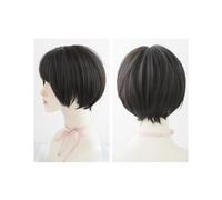 JIANBOHAIRS Peluca de 32cm for mujer, pelo Bob corto, flequillo de aire, cubierta for la cabeza completa, pelo corto roto for Thinning Hair(Black brown)