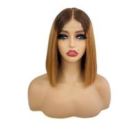 JIANBOHAIRS Peluca de cabello humano Bob de 10 pulgadas con encaje frontal 2x6, densidad 250 for mujeres negras for Thinning Hair(Brown+dark blonde)