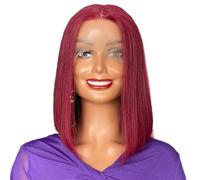 JIANBOHAIRS Peluca de cabello humano color burdeos Bob 99j, 13x4, con encaje frontal, for mujeres negras, corte recto, densidad 200, 10 pulgadas for Thinning Hair