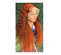 JIANBOHAIRS Peluca de cabello humano color jengibre, densidad 200, 13x4, con encaje frontal, prearrancada, ondulada, naranja, sin pegamento, rizada for Thinning Hair(26inch)