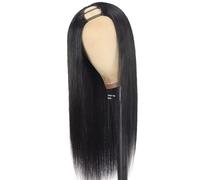 JIANBOHAIRS Peluca de cabello humano con separación V/U para mujeres negras, peluca sin pegamento con clip para toda la cabeza, 180 % densidad, color natural para adelgazar el cabello (negro natural U