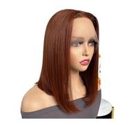 JIANBOHAIRS Peluca de cabello humano corto y liso con encaje frontal, corte bob, 13x6x1, for mujer, sin pegamento, estilo Remy brasileño for Thinning Hair(Brown,8inch)