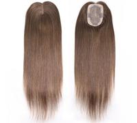 JIANBOHAIRS Peluca De Cabello Humano For Fino Mujeres, Sin Flequillo, Monofilamento 3 X 5 Pulgadas, Bases Grandes, Con Clip, Pelucas, Extensiones for Thinning Hair(Medium Brown)