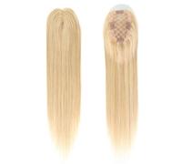 JIANBOHAIRS Peluca De Cabello Humano For Fino Mujeres, Sin Flequillo, Monofilamento 3 X 5 Pulgadas, Bases Grandes, Con Clip, Pelucas, Extensiones for Thinning Hair(Golden Brown mix Bleach Blonde)