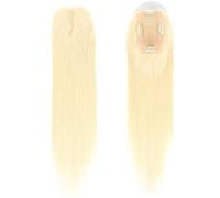 JIANBOHAIRS Peluca De Cabello Humano For Fino Mujeres, Sin Flequillo, Monofilamento 3 X 5 Pulgadas, Bases Grandes, Con Clip, Pelucas, Extensiones for Thinning Hair(Bleach Blonde)