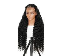 JIANBOHAIRS Peluca de cabello humano pretrenzado sin pegamento, 13x4, con ondas profundas, prearrancada, for mujeres negras, densidad 250 for Thinning Hair(22 inch)