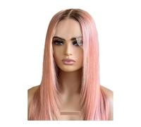 JIANBOHAIRS Peluca de cabello humano transparente con encaje frontal rosa de 13x6x1 for mujeres negras, prearrancada, recta, sin pegamento, densidad 180 for Thinning Hair(Ombre Pink,22 inch)
