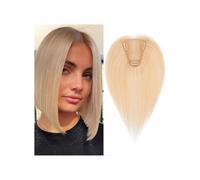JIANBOHAIRS Peluca de encaje de 8 x 10 cm tejida a mano for mujer, sin flequillo, con volumen. for Thinning Hair(8 inch,Bleach Blonde)