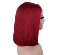 JIANBOHAIRS Peluca de pelo humano rojo Bob, lisa, 4x4 HD, transparente, con encaje frontal, se puede usar inmediatamente, sin pegamento, para mujeres negras para cabello adelgazante (rojo, 150%,10