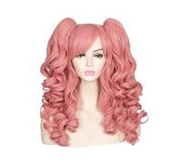 JIANBOHAIRS Peluca De Pelo Sintético Rizado 24 Pulgadas For Mujer Cosplay Halloween Fiesta Con Dos Colas Caballo for Thinning Hair(Pink)