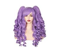 JIANBOHAIRS Peluca De Pelo Sintético Rizado 24 Pulgadas For Mujer Cosplay Halloween Fiesta Con Dos Colas Caballo for Thinning Hair(Light purple)
