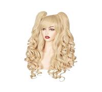 JIANBOHAIRS Peluca De Pelo Sintético Rizado 24 Pulgadas For Mujer Cosplay Halloween Fiesta Con Dos Colas Caballo for Thinning Hair(Blonde)