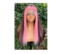 JIANBOHAIRS Peluca frontal de encaje de 13 x 4 para mujer, color rosa, resistente al calor, sin pegamento, 150% densidad, 50 cm para cabello adelgazante