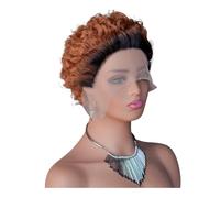 JIANBOHAIRS Peluca frontal de encaje Pixie Cut 13 x 1, peluca corta y rizada de pelo humano sin pegamento para mujeres negras para cabello adelgazante (T1B/30#)