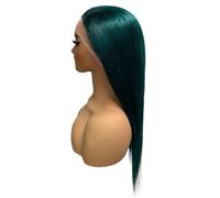 JIANBOHAIRS Peluca frontal de encaje verde oscuro para mujeres negras, cabello humano, prearrancado, liso, teñido, encaje frontal de 13 x 4, sin pegamento para el cabello más fino (verde oscuro, 210