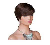 JIANBOHAIRS Peluca pixie corta de 6 pulgadas para mujeres negras, peluca de cabello humano brasileño con niveles sin pegamento para el uso diario para el cabello adelgazante(2#)