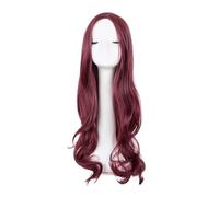 JIANBOHAIRS Peluca rizada larga de 26 pulgadas, sintética, con raya al medio, for cosplay, fiesta de Halloween for Thinning Hair(Wine Red)