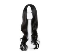 JIANBOHAIRS Peluca rizada larga de 26 pulgadas, sintética, con raya al medio, for cosplay, fiesta de Halloween for Thinning Hair(Natural Black)
