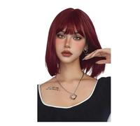 JIANBOHAIRS Peluca sintética corta Bob, recta, de aspecto natural, con flequillo, for cosplay, fiesta diaria, Halloween, for mujeres, cabello resistente al calor. for Thinning Hair(Brown)