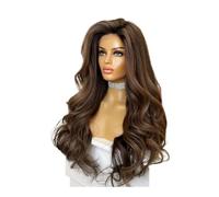 JIANBOHAIRS Peluca sintética de encaje frontal de 13x4, color castaño ceniza, rubio miel, invisible, transparente, línea de cabello natural, pelucas largas for cosplay. for Thinning Hair(28inch)