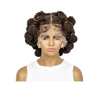 JIANBOHAIRS Peluca sintética estilo afro de 15 cm con trenzas bob, trenzas cuadradas, encaje completo HD for mujeres africanas for Thinning Hair(Dark brown)