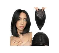 JIANBOHAIRS Peluca sintética para el cabello para mujer, estilo bob corto con flequillo, para adelgazar el cabello (negro natural)