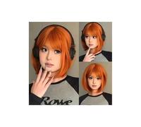 JIANBOHAIRS Peluca sintética recta corta de 12 pulgadas con flequillo natural Bob, cubierta de cabeza completa for cosplay de Halloween for mujer for Thinning Hair(Orange)