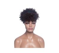 JIANBOHAIRS Pelucas afro rizadas cortas con flequillo y diadema, peluca sintética con turbante for cosplay. for Thinning Hair(Chocolate Brown)