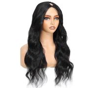 JIANBOHAIRS Pelucas de cabello humano de 8 a 34 pulgadas con separación en V/U y onda corporal, peluca negra natural amigable para los principiantes, 180 % densidad para cabello adelgazante (Parte V