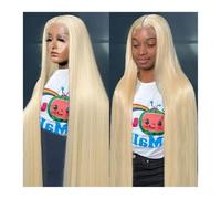 JIANBOHAIRS Pelucas de cabello humano rubio 13x4 HD transparente con encaje frontal Remy 180 densidad peluca frontal de encaje recto de hueso for mujeres for Thinning Hair(40inches)