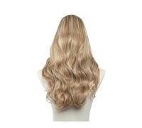 JIANBOHAIRS Pelucas Sintéticas Onduladas Con Parte En For Mujer, Extensiones De Cabello Clip, Peluca Semipermanente Invisible 24 Pulgadas, Postizos Naturales for Thinning Hair(Golden Beach Blonde)