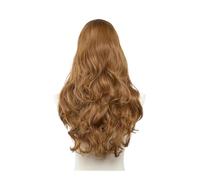 JIANBOHAIRS Pelucas Sintéticas Onduladas Con Parte En For Mujer, Extensiones De Cabello Clip, Peluca Semipermanente Invisible 24 Pulgadas, Postizos Naturales for Thinning Hair(Golden Auburn)