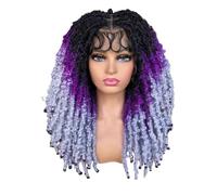 JIANBOHAIRS Pelucas trenzadas de encaje completo de 20 pulgadas for mujer, extensiones de trenzas sintéticas con rastas de crochet for Thinning Hair(1B-PURPLEGREY)