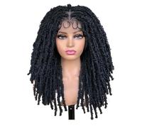 JIANBOHAIRS Pelucas trenzadas de encaje completo de 20 pulgadas for mujer, extensiones de trenzas sintéticas con rastas de crochet for Thinning Hair(1B)