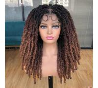 JIANBOHAIRS Pelucas trenzadas de encaje completo de 20 pulgadas for mujer, extensiones de trenzas sintéticas con rastas de crochet for Thinning Hair(1B-33-30)