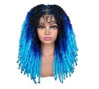 JIANBOHAIRS Pelucas trenzadas de encaje completo de 20 pulgadas for mujer, extensiones de trenzas sintéticas con rastas de crochet for Thinning Hair(1B-BLUE-LIGHTBLUE)