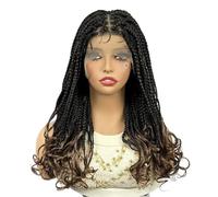 JIANBOHAIRS Pelucas trenzadas de encaje de 20 pulgadas for mujeres negras, peluca sintética trenzada a mano. for Thinning Hair(1B-30)