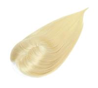 JIANBOHAIRS Postizo de cabello humano brasileño Remy liso con flequillo, 12 x 13 cm, base de encaje suave y transpirable for mujeres con cabello fino. for Thinning Hair(Blonde,10 Inches)